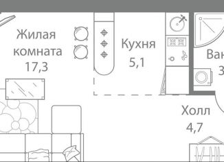 Продажа квартиры студии, 30.8 м2, Москва, метро Молодёжная