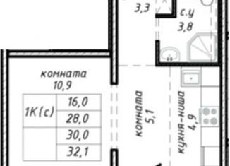 Продам 2-комнатную квартиру, 28 м2, Новосибирск, Ленинский район