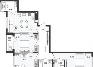 Продам 3-комнатную квартиру, 81.5 м2, поселок Заозерье