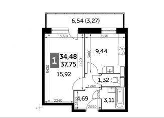 Продам 1-комнатную квартиру, 37.9 м2, Калуга, Солнечный бульвар, 18, ЖК Молодёжный