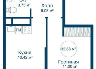 Однокомнатная квартира на продажу, 32.9 м2, Тверская область, Заводская улица
