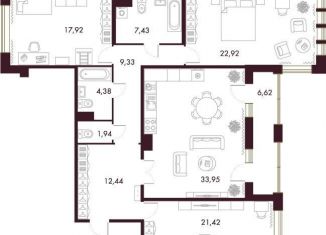 Продам 3-ком. квартиру, 131.7 м2, Санкт-Петербург, Петровский проспект, 22к2, ЖК Фамилия