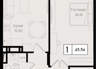 Однокомнатная квартира на продажу, 45.5 м2, Москва, метро Электрозаводская