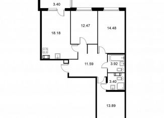 Продаю трехкомнатную квартиру, 79.6 м2, Колпино