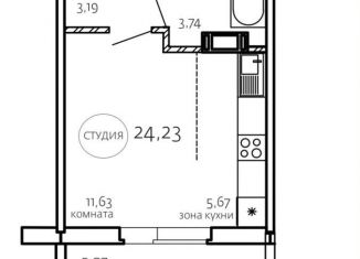 Продаю однокомнатную квартиру, 24.2 м2, Челябинск, Курчатовский район, улица Маршала Чуйкова, 32