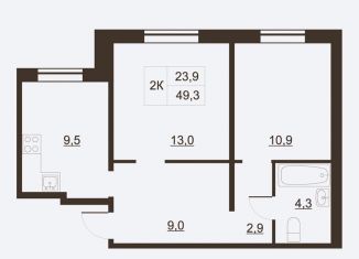 Продажа двухкомнатной квартиры, 51 м2, Ленинградская область, Волховский проспект, 53