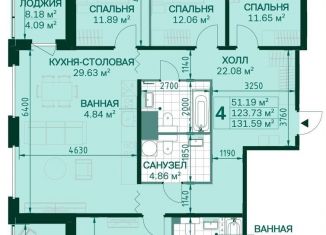 Продается 4-комнатная квартира, 123 м2, Санкт-Петербург, Магнитогорская улица, 5к3, Красногвардейский район