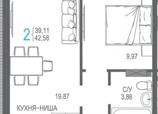 Продается 1-комнатная квартира, 42.6 м2, Крым
