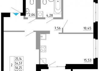 Продается 2-комнатная квартира, 56.3 м2, Екатеринбург, Походная улица, 12, Чкаловский район