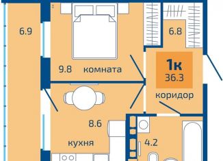 Продаю 1-комнатную квартиру, 36.3 м2, Пермь