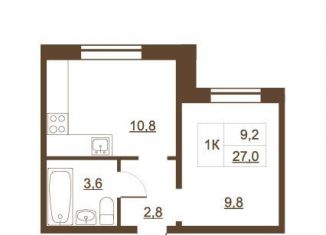 Продам однокомнатную квартиру, 27 м2, Ленинградская область, Волховский проспект, 53