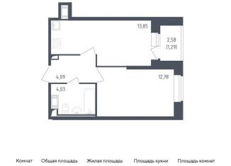 Продам однокомнатную квартиру, 36 м2, Санкт-Петербург, жилой комплекс Живи в Рыбацком, 4, метро Рыбацкое