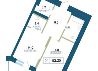 Продается 2-комнатная квартира, 53.2 м2, Красноярский край