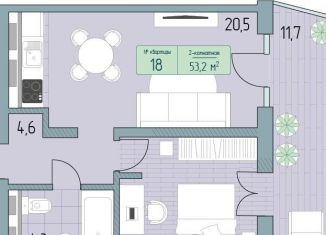 Продам 2-комнатную квартиру, 53.2 м2, Анапа