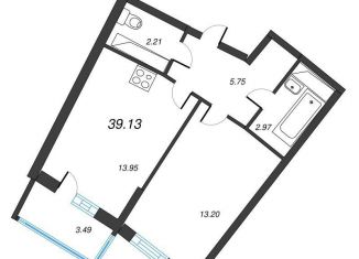 Продажа 1-комнатной квартиры, 41.6 м2, Мурино