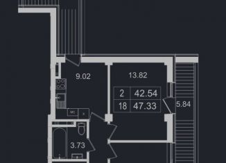 Продается однокомнатная квартира, 47.3 м2, посёлок городского типа Гурзуф