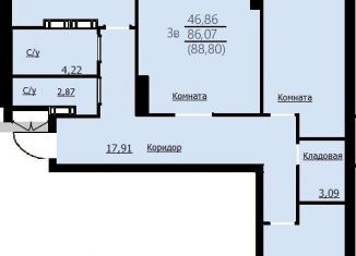 Продаю 3-комнатную квартиру, 88.8 м2, Ярославль, ЖК Алые Паруса