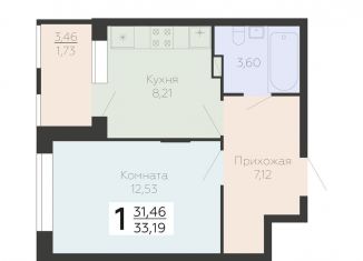 1-ком. квартира на продажу, 33.2 м2, Воронежская область