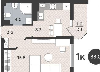 Продам 1-комнатную квартиру, 33 м2, Калининградская область