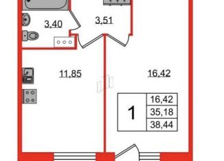 1-ком. квартира на продажу, 38.5 м2, Санкт-Петербург, ЖК Форест Аквилон, Планерная улица, 87к1