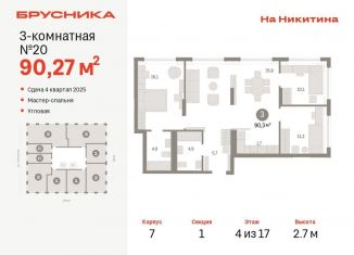 Продажа 3-ком. квартиры, 90.3 м2, Новосибирск, улица Никитина, 10, ЖК Урбан-виллы на Никитина