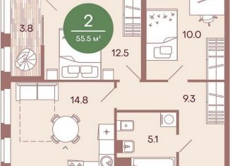 Продам 2-комнатную квартиру, 55.5 м2, Пенза, жилой комплекс Норвуд, с4, Железнодорожный район