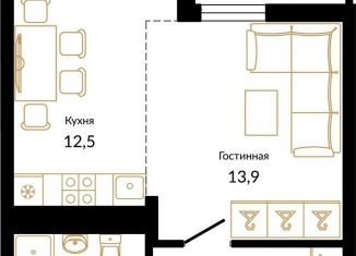 1-комнатная квартира на продажу, 38.4 м2, посёлок городского типа Сириус, улица Акаций, 34к8