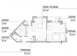 Продаю 1-ком. квартиру, 73.4 м2, Краснодар, улица Митрофана Седина, 51/1, микрорайон Центральный