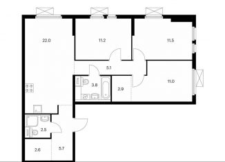 Продается трехкомнатная квартира, 78.3 м2, Котельники, ЖК Кузьминский Лес