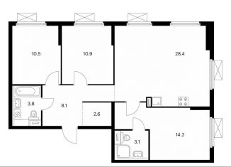 Продажа 3-комнатной квартиры, 81.6 м2, Котельники, ЖК Кузьминский Лес