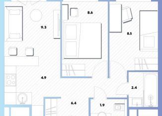 Продам двухкомнатную квартиру, 42.6 м2, Москва, Окская улица, 7А, метро Окская