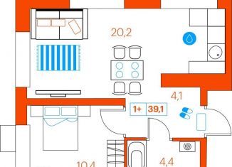 Продается однокомнатная квартира, 39.1 м2, Тюмень, улица Ветеранов Труда, 36