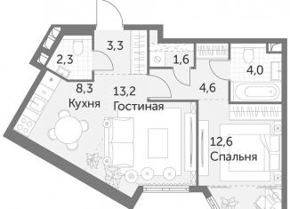 Продается 2-комнатная квартира, 49.9 м2, Москва, ЖК Архитектор