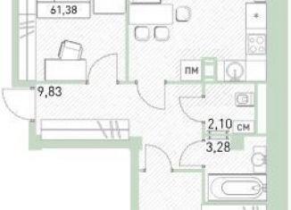 Продажа 3-комнатной квартиры, 61.4 м2, Балашиха, ЖК Столичный, жилой комплекс Столичный, к22