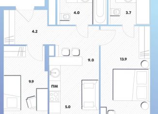 Двухкомнатная квартира на продажу, 50.2 м2, Москва, Окская улица, 7А, метро Окская