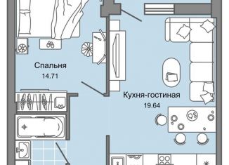 Однокомнатная квартира на продажу, 51 м2, Кировская область, улица Дмитрия Козулева, 2к1