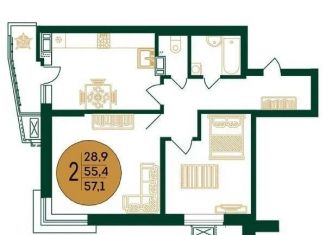 2-комнатная квартира на продажу, 60 м2, Ростов-на-Дону, улица Мечникова, 110с1, ЖК Династия