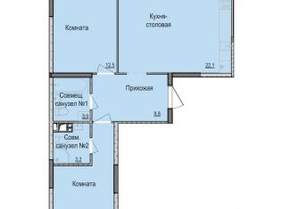 Продается 2-ком. квартира, 64.3 м2, Удмуртия, жилой комплекс Скандинавия, 7