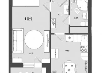Продажа однокомнатной квартиры, 31.7 м2, Клин
