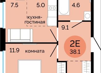 Продается двухкомнатная квартира, 38.1 м2, Пермский край, улица Яблочкова, 5к5