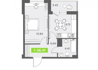1-комнатная квартира на продажу, 36.4 м2, Санкт-Петербург, ЖК Аквилон Залив