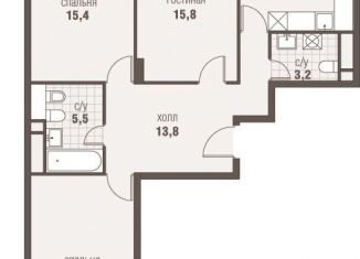 Продам трехкомнатную квартиру, 85.3 м2, деревня Румянцево, Киевское шоссе, 22-й километр, 6Вк5