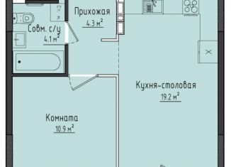 1-комнатная квартира на продажу, 38.4 м2, село Первомайский, ЖК Город Оружейников