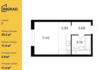 Продам квартиру студию, 25.2 м2, Москва, улица Петра Алексеева, 12к3, станция Рабочий Посёлок