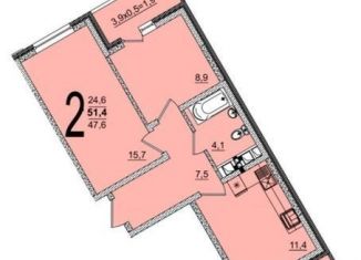 Продается 2-комнатная квартира, 51.4 м2, Краснодар, улица Западный Обход, 45к2, ЖК Грани
