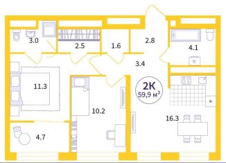 Продается двухкомнатная квартира, 57.6 м2, Екатеринбург, улица Амундсена, 9/1, ЖК Астон Событие