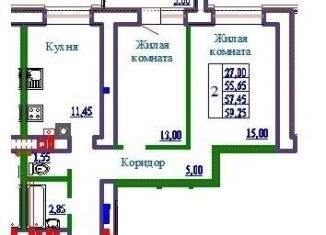 2-комнатная квартира на продажу, 59.3 м2, Иваново, Бакинский проезд, Фрунзенский район