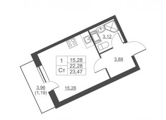 1-комнатная квартира на продажу, 23.5 м2, городской посёлок имени Свердлова, ЖК Невские Панорамы