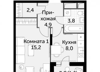 Продаю однокомнатную квартиру, 35.9 м2, посёлок Развилка, ЖК Римский, Римский проезд, 7