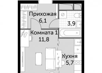 Продается квартира студия, 27.5 м2, посёлок Развилка, ЖК Римский